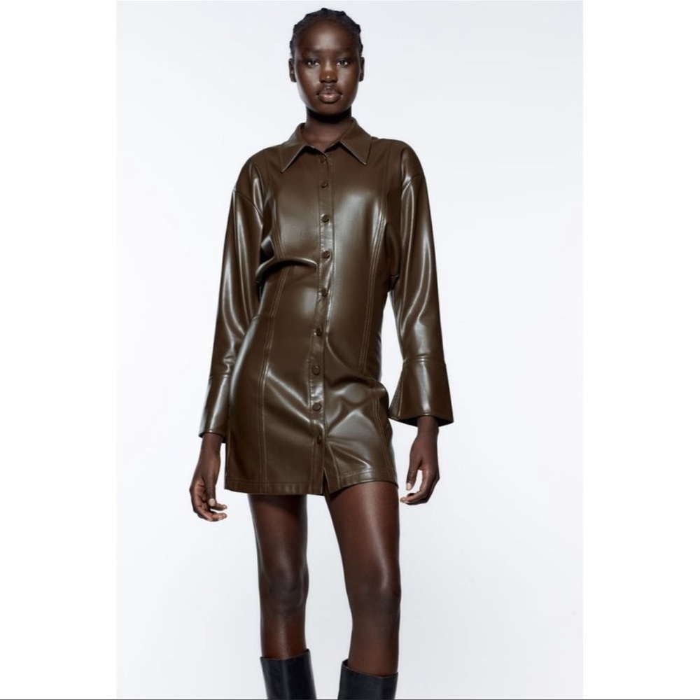 Zara brown leather dress